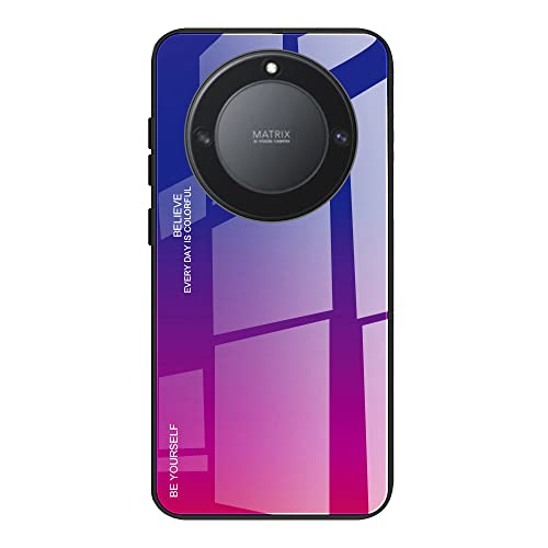 DEDUX Hülle für Honor Magic 5 Lite 5G (Magic5 Lite) / X9a Handyhülle, Hülle Farbverlauf Glas und TPU Schutzhülle Case Cover für Honor Magic 5 Lite 5G (Magic5 Lite) / X9a (Blau/Rot) von DEDUX