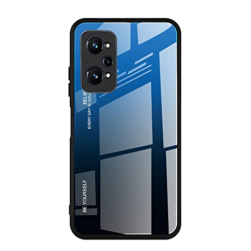 DEDUX Hülle für Oppo Realme GT Neo2 Handyhülle, Hülle Farbverlauf Glas und TPU Schutzhülle Case Cover für Oppo Realme GT Neo2 (Blau/Schwarz) von DEDUX