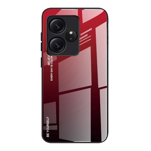 DEDUX Hülle für Realme GT6 5G (Realme GT 6) Handyhülle, Hülle Farbverlauf Glas und TPU Schutzhülle Case Cover für Realme GT6 5G (Realme GT 6) (Rot/Schwarz) von DEDUX