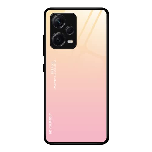 DEDUX Hülle für Xiaomi Redmi Note 12 Pro+ Plus 5G Handyhülle, Hülle Farbverlauf Glas und TPU Schutzhülle Case Cover für Xiaomi Redmi Note 12 Pro+ Plus 5G (Gold/Rosa) von DEDUX