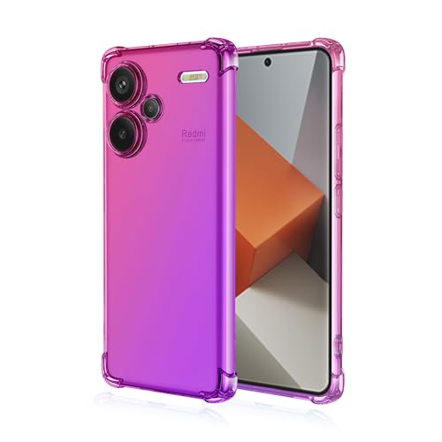 DEDUX Hülle für Xiaomi Redmi Note 13 Pro+ / Redmi Note 13 Pro Plus 5G Handyhülle, Verstärkung mit Vier Ecken, Transparent Farbverlauf TPU Schutzhülle Case (Rosa/Violett) von DEDUX