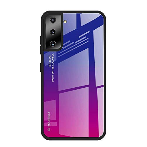 DEDUX Hülle für Samsung Galaxy S21 5G Handyhülle, Hülle Farbverlauf Glas und TPU Schutzhülle Case Cover für Samsung Galaxy S21 5G (Blau/Rot) von DEDUX