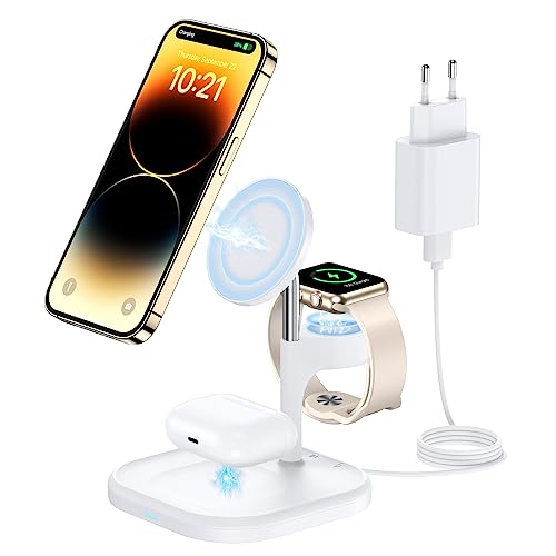 Mag Safe Ladegerät mit 18W Netzteil, 2 in 1 Induktive Ladestation Kompatibel mit iPhone 15/14/13/12 Serie, AirPods 3/2/Pro und Apple Watch Wireless Charger Mag Safe Ladegerät mit 18W Netzteil, 2 in 1 Induktive Ladestation Kompatibel mit iPhone 15/14/13/12 Serie, AirPods 3/2/Pro und Apple Watch Wireless Charger von DEESOOCO