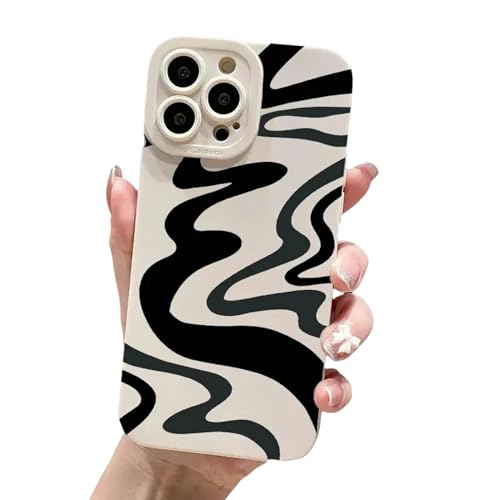 DEEYIN aesthetic for iphone 12 case Wave Printed Black Silicone Phone Case for iPhone 11 12 13 14 15 Pro Max XS XR X 7 8 Plus SE 13 Case von DEEYIN