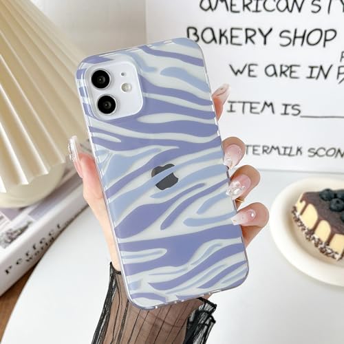 DEFBSC Kompatibel mit iPhone 12 / iPhone 12 Pro Hülle, Streifen Muster Soft TPU Bumper Klar Hart PC Handyhülle Ultra Schlank Transparent Kratzfest Schutzhülle für iPhone 12 / iPhone 12 Pro - Lila von DEFBSC