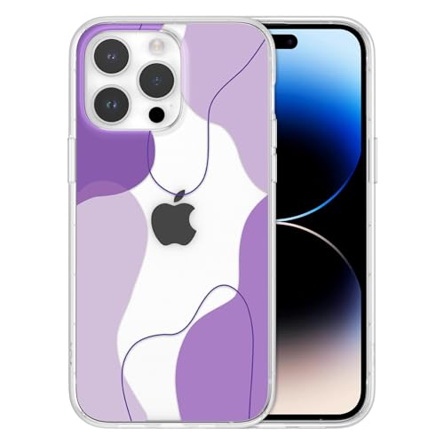 DEFBSC Kompatibel mit iPhone 15 Pro Hülle, Transparentes Rückseite Handyhülle Linie Ästhetisch Design Weiche TPU Bumper Stoßfeste Kratzfest Klar Schutzhülle für iPhone 15 Pro - Lila von DEFBSC