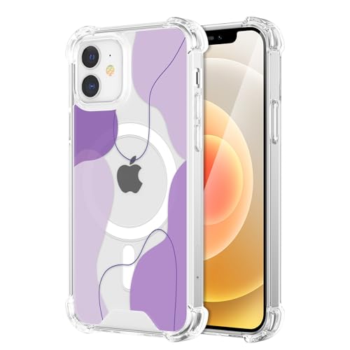 DEFBSC Magnetisch Hülle für iPhone 11(Kompatibel mit MagSafe), Transparentes Linie Ästhetisch Design Handyhülle Hart PC Rückseite Stoßfeste Kratzfest Klar Schutzhülle - Lila von DEFBSC