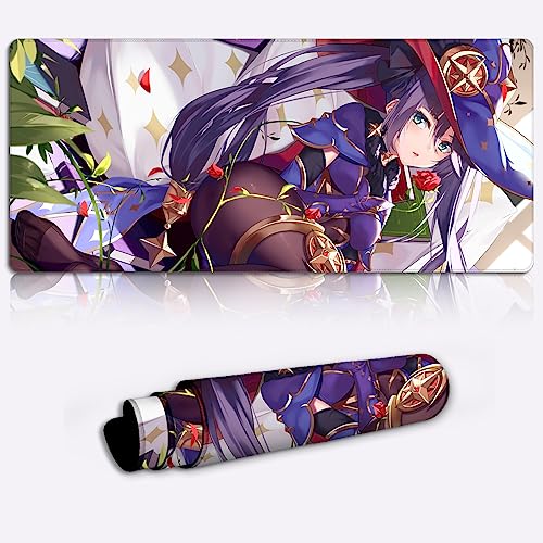 Gaming Mouse Pad Genshin Impact Mona Mouse Pad XL Game Character Mousemat Office and Gaming (13.77x23.6X0.15) Inch Game Mat Cafe Mat Extended Table Mousepad von DEHUA