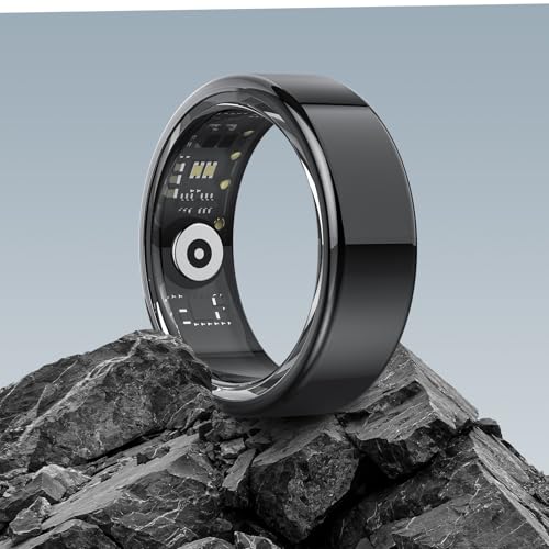 DEKELIFE Smart Ring Herren Damen, Smartring Fitness Tracker Schlafmonitor Schrittzähler Herzfrequenz SpO2, Fitnessring 100+ Sportmodi IP68 Wasserdicht Sport Smartringe Android iOS, Size 12, Schwarz von DEKELIFE