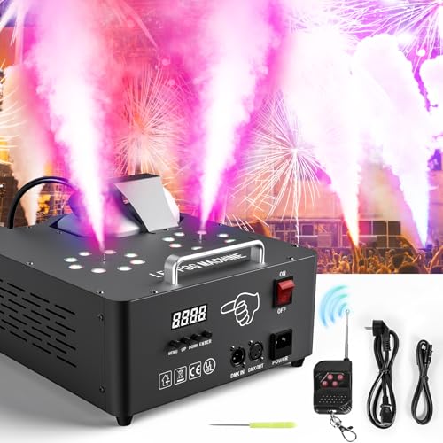 2000W Nebelmaschine mit Lichteffekt, Dual Düse Rauchmaschinen mit 8+8 RGB LEDs Bühneneffekt Fog Machine mit Fernbedienung für DJ Disco Party Halloween Deko Outdoor Hochzeiten Weihnachten von DELIBANG