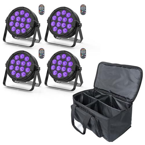 DELIBANG 4 Stücke LED Par Strahler Bühnenlicht mit Tasche, 84W RGBW DMX Disco partylicht mit Fernbedienung Meister-Sklave Sound Auto Par Scheinwerfer für DJ Bar Hochzeit Halloween Weihnachten von DELIBANG