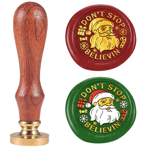 DELORIGIN Weihnachtsmann Wachssiegelstempel 25mm Retro Siegelstempel Abnehmbarer Messingkopfstempel Weihnachts Siegelwachs Für Umschläge Grußkarten Briefe Einladungen Geschenke von DELORIGIN