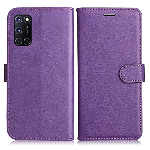 DENDICO Hülle für Oppo A52 / Oppo A72 / Oppo A92, PU Leder Brieftasche Handyhülle, Flip Tasche TPU Schutzhülle mit Kartenfach für Oppo A52 / Oppo A72 / Oppo A92, Violett von DENDICO