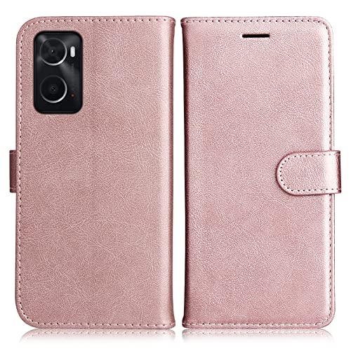 DENDICO Hülle für Oppo A96 4G / Oppo A76 4G / Oppo A36 4G / Realme 9i, PU Leder Brieftasche Handyhülle, Flip Tasche TPU Schutzhülle mit Kartenfach für Oppo A96 4G / Realme 9i, Rosa von DENDICO