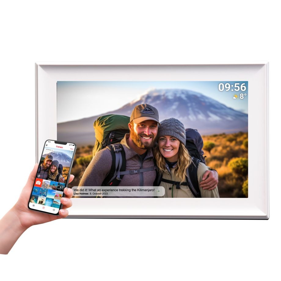 Inter Sales Frameo PFF-1080 weiss - Smart 10,1 Zoll / 25,65 cm Wi-Fi Bilderrahmen mit HD IPS Touchscreen & 16 GB Flash Storage (eMMC) [Energieklasse C] (119101040520) von DENVER