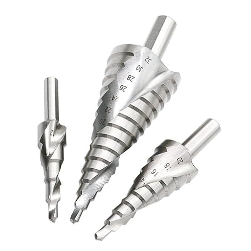 3 Stück 4-12 4-20 mm 4-32 mm Pagodenbohrer Sechskantschraube Bohrer Kernbohrwerkzeug HSS Spiralrillen Metall Stahl Stufenbohrer von DEPYEE