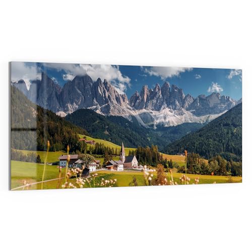 DEQORI Glas-Magnettafel | 100x50 cm cm groß | Motiv "Charmantes Dolomitental" | Memo-Board aus Glas | Magnetboard inkl. Magnete, Stift & Tuch für Küche & Büro | Tafel magnetisch & beschreibbar von DEQORI