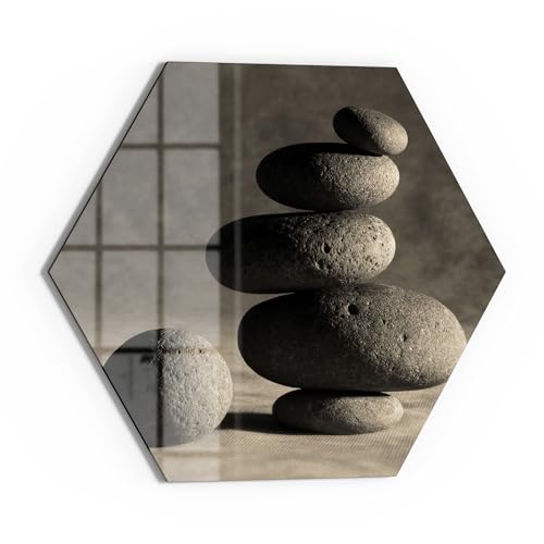 DEQORI Glas-Magnettafel | Sechseck 55x47,6 cm cm groß | Motiv "Stille Balance" | Memo-Board aus Glas | Magnetboard inkl. Magnete, Stift & Tuch für Küche & Büro | Tafel magnetisch & beschreibbar von DEQORI