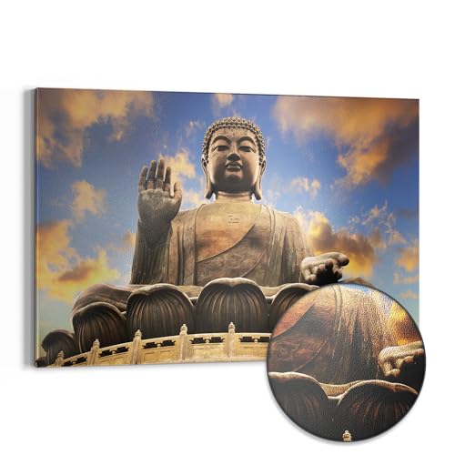 DEQORI Metall Magnettafel | 90x60 cm cm groß | Motiv "Buddha über Hongkong" | Whiteboard für alle Magnete | Magnetboard Wand-Tafel für Küche & Büro | Design Magnetwand Pinnwand magnetisch von DEQORI