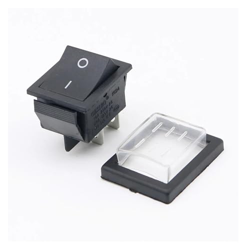 1Set KCD4 Rocker Switch Power Switch+ transparent waterproof soft sealing cap ON-OFF 4 Pin /6 Pin 16A 250VAC/ 20A 125VAC DERYLFGND(Nero,4 Pins) von DERYLFGND