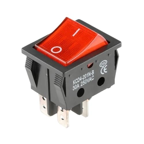 KCD4-201 ON OFF 30A/250V 16A/250V Heavy Duty 4 Pin T85 Rocker Switch with Light 12V 24V 110V 220V 380V DERYLFGND(Red,220V 15A) von DERYLFGND