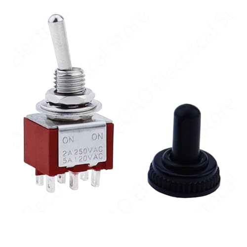 SPDT DPDT 6MM Reset Latching Toggle Switch MTS-102 5A 6A 125V 3A 250 AC 3 6PIN ON-ON ON-OFF-ON Rocker Switch Lights Motors DERYLFGND(MTS-202 on-on 6pin,5PCS_WITH CAP) von DERYLFGND