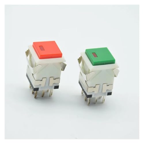 Square Cap 2NO 2NC 8pins Momentary/reset Push button Switch With lamp AC 3A/250V 6A/125V DERYLFGND(Each color 1pcs) von DERYLFGND