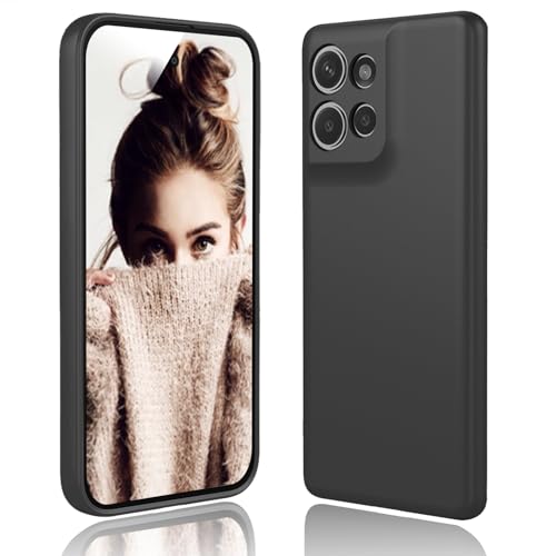 DESSEN Hülle für Motorola Moto Edge 50 Neo 5G Handyhülle - Flüssige Silikon Schutzhülle Stoßfest Kameraschutz Case Dünn Weiche TPU Bumper Cover mit Kratzfestem Mikrofaserfutter, Schwarz von DESSEN