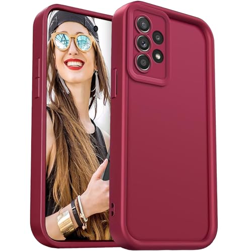 DESSEN Hülle für Samsung Galaxy A52 4G / A52 5G / A52s 5G Handyhülle - Silikon Schutzhülle Stoßfest Kameraschutz Camera Protection Case Weiche TPU Bumper Cover, Weinrot von DESSEN