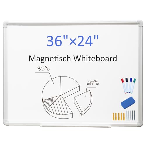 DEVELOP Magnetic Whiteboard/Dry Erase Board, 24 X 36 Inches Aluminiumrahmen und Stiftablage Büro, Schule, Familie/zubehör magnete/whiteboard marker von DEVELOP