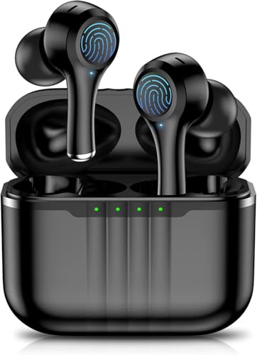 Bluetooth Kopfhörer, Kabellose Bluetooth Kopfhörer 5.3, In Ear Kopfhöre 16mm Audiotreiber, Hi-Fi Stereo, Anrufe mit ENC Geräuschunterdrückung, 45 Stunden IP7 Wasserdichte Kabellose Kopfhörer (Schwarz) von DEZEHUI