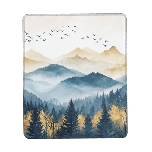 DFJMASFKOL Aquarellmalerei, Gaming-Schreibtischunterlage, abstrakte Landschaft, Mauspad, Berg-Schreibtischmatte, genähter Rand, rutschfestes Design, 25 x 30 cm von DFJMASFKOL