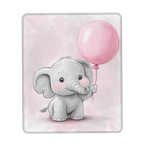 DFJMASFKOL Elefanten-Gaming-Schreibtischunterlage, Ballon-Mauspad, Baby-Elefant, Schreibtischunterlage für Mädchen, Damen, Laptop, Computer, Tastatur und Mauspad, 21 x 26 cm von DFJMASFKOL