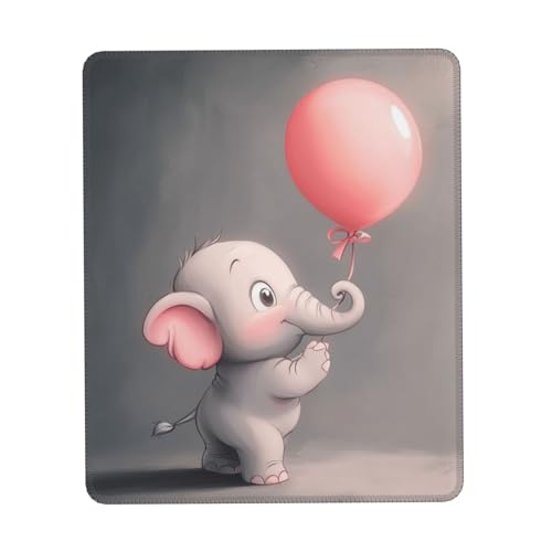 DFJMASFKOL Elefanten-Schreibtischunterlage, Ballon-Gaming-Schreibtischunterlage, Baby-Elefanten-Mauspad, Schreibtischunterlage für Büro, Zuhause, 18 x 22 cm von DFJMASFKOL