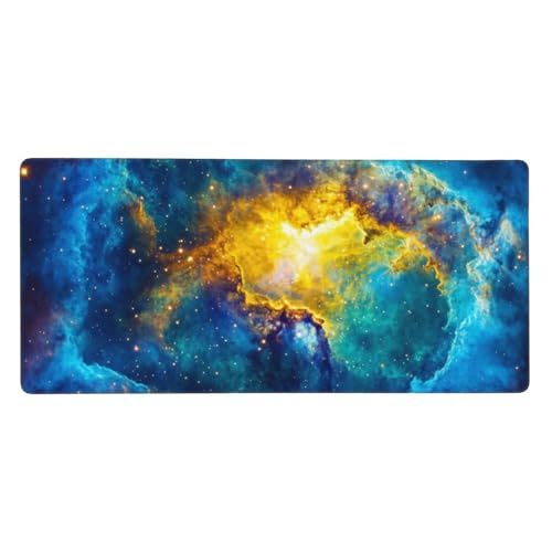 Galaxie-Mauspad, Nebel-Schreibtischmatte, Weltraum-Gaming-Schreibtischunterlage, für Damen, Mädchen, Büro, Schreibtischdekoration, 40 x 90 cm von DFJMASFKOL