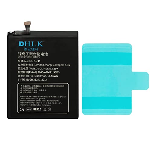 DHLK® Akku Batterie kompatibel mit Xiaomi Mi A1/5X/Note 5A/Redmi S2 Y2 [BN31-3080 mAh] von DHLK