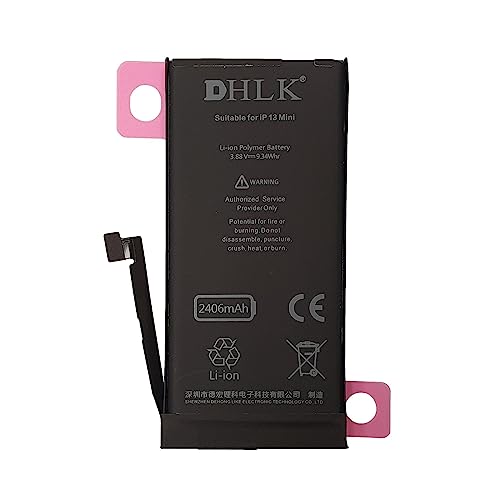 DHLK® TI Line Akku Batterie Ersatz kompatibel mit iPhone 13 Mini (A2481, A2626, A2629, A2630, A2628) - Kapazität 2406 mAh von DHLK