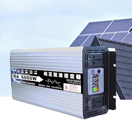 Reiner Sinus-Wechselrichter, 6000 W/8000 W Solar-Wechselrichter, Hohe Umwandlungseffizienz, Elektrogeräte, Bildschirmanzeige, Geeignet Für Outdoor, Reisen, Camping,6000W-12Vto220V von DHMYDPDZ