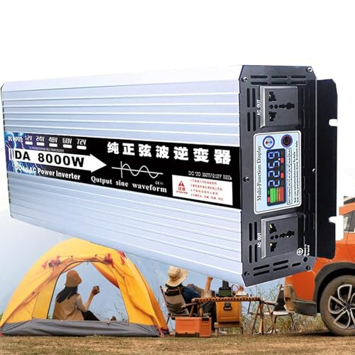 Reiner Sinus-Wechselrichter, 6000 W/8000 W Solar-Wechselrichter, Hohe Umwandlungseffizienz, Elektrogeräte, Bildschirmanzeige, Geeignet Für Outdoor, Reisen, Camping,8000W-48Vto220V von DHMYDPDZ