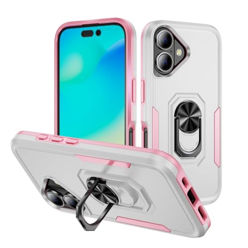 DHONGGY Weiß, 16 Pro Max, stoß Feste Hülle für iPhone 16 Pro Max/16 Pro/16 Plus/16, Ring Militär Anti -Scratch Fall Unterstützung Fahrzeug Magnetische Absaugung von DHONGGY