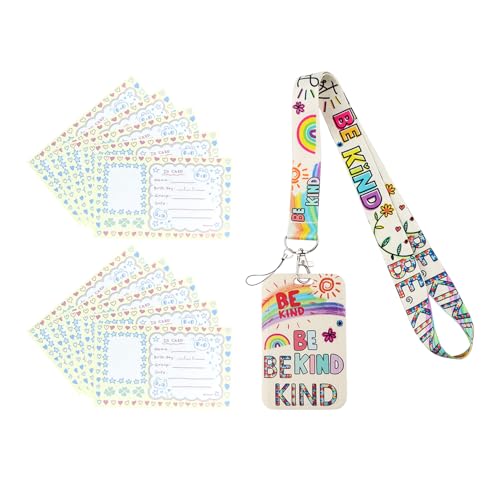 1 Regenbogen-Ausweisband, 10 Ausweiskarten, Schlüsselband mit Kartenhalter, Schlüsselanhänger-Lanyard, Arbeitsausweishalter, Handy-Lanyard, hängender Halskartenhalter von DHSBGWSX