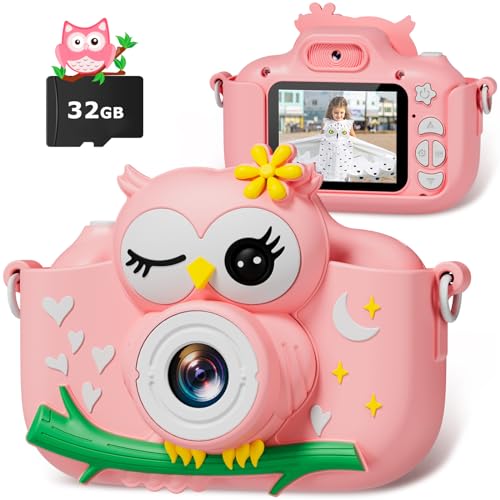 DIAMOOKY Kinderkamera, Fotoapparat Kinder 1080P HD 2,0 Zoll Bildschirm, Kinder Kamera mit 32GB Karte Digitalkamera Kinder Selfie Kamera Kinder für 3-12 Jahre Mädchen Weihnachten Spielzeug von DIAMOOKY