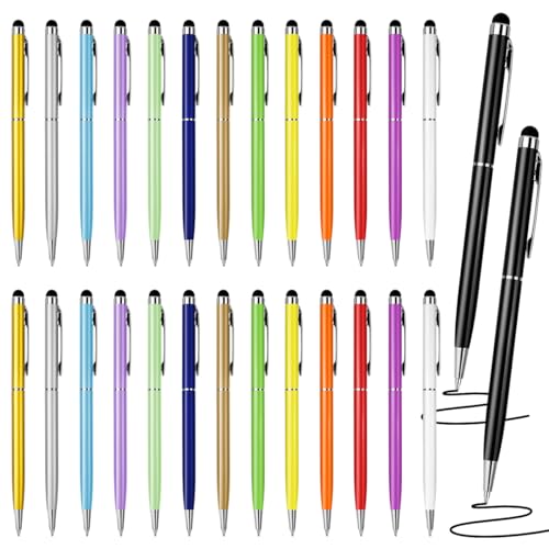 DIBALIYI 28PCS Metalle Kugelschreiber, 2-in-1 Touchscreen Einziehbare Gel Stifte mit Nachfüllung, 1 mm Handschrift Stifte Set für Die Tägliche Arbeit Journaling Schule (28PCS Runde Kopf Dünn) von DIBALIYI