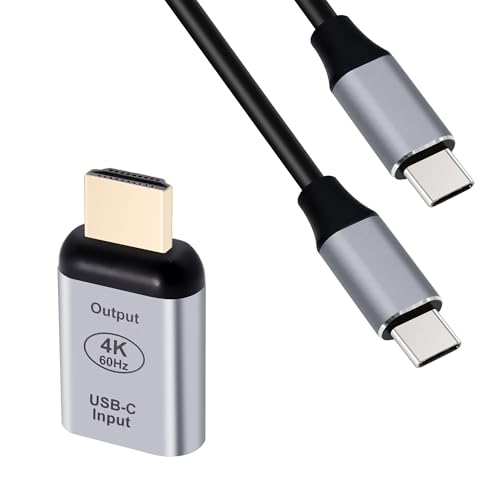 USB-C-auf-HDTV-Adapter und USB-C-auf-USB-C-3.1-Gen1-Kabel, 1 Meter 5 Gbit/s Datenübertragung, 4K @60Hz USB Typ C Buchse auf HDTV Stecker HDTV Adapter- für Tablet & Telefon & Laptop-Großbildprojektion von DIFCUL