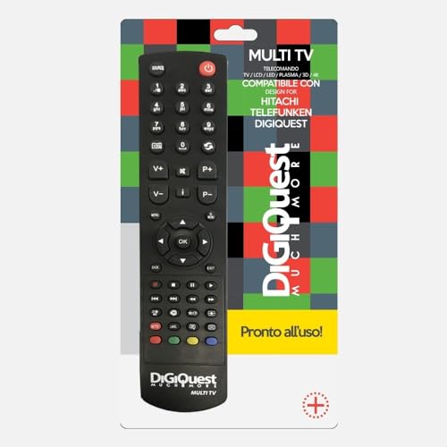 Multi TV-Fernbedienung, kompatibel mit Allen Modellen HITACHI, TELEFUNKEN und DIGIQUEST TV, Schwarz Multi TV-Fernbedienung, kompatibel mit Allen Modellen HITACHI, TELEFUNKEN und DIGIQUEST TV, Schwarz von DIGIQUEST