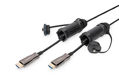 DIGITUS 4K HDMI AOC Verbindungskabel, gepanzert Schutzhülse für Stecker IP 68; 15m, 4K*2K@60HZ von DIGITUS