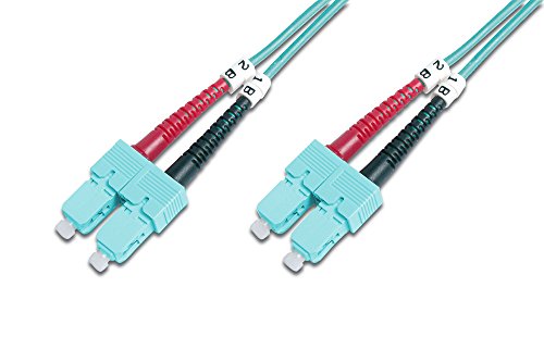 DIGITUS DK-2522-10/3 – Glasfaserkabel OM3 – 10 m – ST zu SC – Duplex LWL Kabel – 1/10/40/100 Gbit/s – MM Multimode Glasfaser LAN Kabel – Fasertyp: 50/125 µ – Türkis (Aqua) von DIGITUS