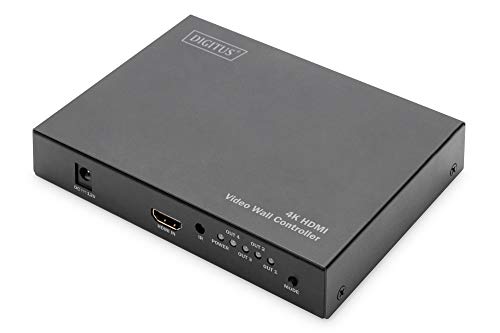 DIGITUS HDMI 2x2 Videowand-Prozessor - Video Wall Controller - 1x 4k60 Hz HDMI-Eingang - 4X 1080p60Hz HDMI-Ausgänge - schwarz von DIGITUS