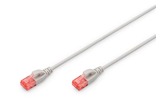 DIGITUS LAN Kabel Cat 6 - 3m - Slim - RJ45 Netzwerkkabel - UTP Ungeschirmt - Kompatibel zu Cat-6A - Grau von DIGITUS