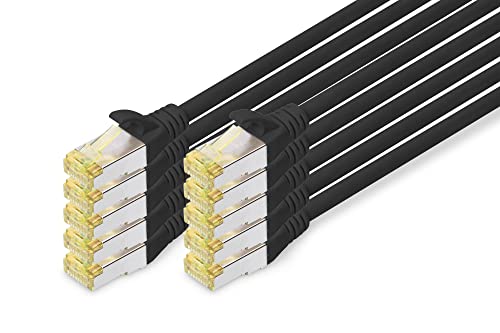 DIGITUS LAN Kabel Cat 6A - 2m - 10 Stück - RJ45 Netzwerkkabel - S/FTP Geschirmt - Kompatibel zu Cat-6 & Cat-7 - Schwarz von DIGITUS